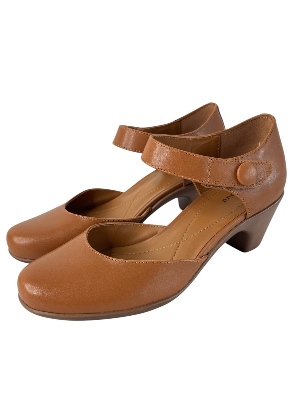 Easy Spirit Clarice Mary Jane Pump Hook Loop Ankle Strap Size 8.5 Brown Leather